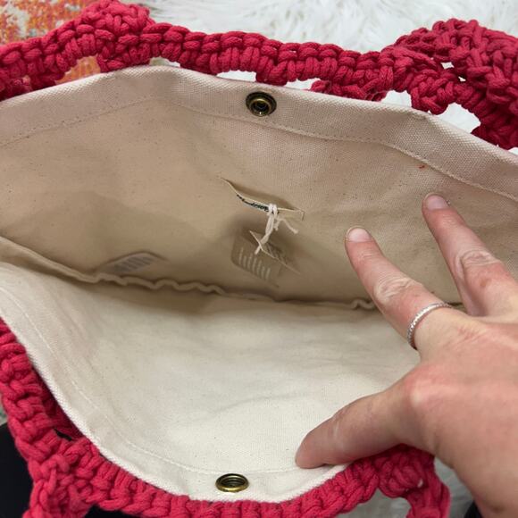 NEW Madewell Woven Crochet Macrame Boho The Crocheted Shoulder Bag in Poppy Red - Picture 6 of 8